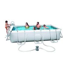 bestway piscine hors sol rectangulaire power steel 404 x 201 cm hauteur 100 cm pompe de filtration a cartouche et echelle de securite piscina