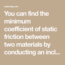 What is the equation for friction? You Can Find The Minimum Coefficient Of Static Friction Between Two Materials By Conducting An Inclined Plane Experiment W Inclined Plane Friction Newtons Laws