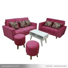 Bahan baku meja & kursi : Set Sofa Ruang Tamu Retro Minimalis Pink Murah Cansadecor Toko Online Furniture