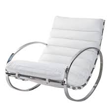 Fauteuil A Bascule En Cuir Blanc Freud Maisons Du Monde