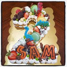 Dinosaurs Themed Number Cake Number Cakes Birthday Cookies Number One Cake