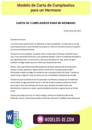 Ejemplo De Carta De Cumpleanos Para Mi Hermano En Word