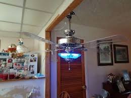Retro neon light for gamers and gaming rooms. 60 Chrome Hampton Bay 5 Acylic Blade Ceiling Fan With Blue Neon Light On Popscreen