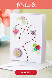 Create the shape of the card. Stitched Floral Mother S Day Card In 2021 Greeting Card Craft Greeting Cards Handmade Cards Handmade