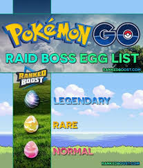 pokemon go raid boss egg list normal rare legendary gen 3