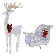Santa sled sleigh and reindeer christmas decoration's by general foam plastics corp santa and his reindeer are sure to indoor dec.christmas outdoor double reindeer with santa on sleigh rope light silhouette led £69.77buy it nowor best offerfree p&pupon inspection. Holiday Time Christmas Decor 52in Reindeer 40in Sleigh With 120 White Led Lights Walmart Com Led Christmas Lights Christmas House Lights Outdoor Christmas Decorations