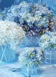 White wedding decor centerpieces for your special day. Nice Mixture Of Shades For A Blue Wedding Blue Wedding Centerpieces Blue Centerpieces Blue Wedding Flowers