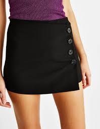 Buttoned Skort Sort Etek Etek Kadin