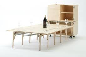 Mobile Dining Unit That Reveals A Surprisingly Large Folding Table Unique Furniture Design Unique Dining Tables Folding Dining Table