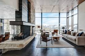 Love That Fireplace And The Views Mountain Modern By Pearson Design Group 5 Modern Rustic Living Room Modern Mountain Home Interior Architecture Design