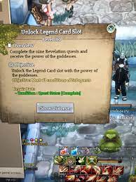 To unlock the legend card slot, you need to complete all revelation. Help With Unlock Legend Card Slot Quest Help Center Tree Of Savior Forum