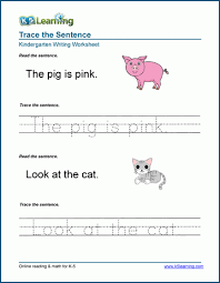 Simply download printable and have fun reading with kindergarten, pre k, and these kindergarten emergent readers will give your kindergartener the practice they need in reading, all while keeping with the theme of the season. Tracing Sentences Worksheets For Preschool And Kindergarten K5 Learning