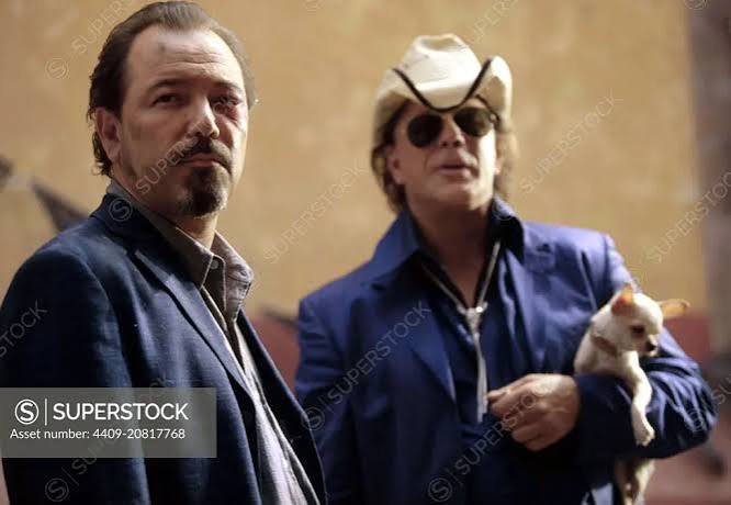 MICKEY ROURKE and RUBEN BLADES in ONCE UPON A TIME IN MEXICO (2003),  directed by ROBERT RODRIGUEZ. Copyright: Editorial use only. No  merchandising or book covers. This is a publicly distributed handout.