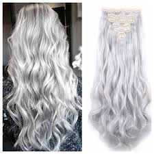 Platinum Silver Clip In Hair Extensions 24 Wavy Hair 180g Remy Human Hair One Sixty Hair Silver Hair Extensions Clip In Hair Extensions Grey Hair Extensions