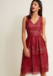 Sleeveless Lace Fit And Flare Dress In Ruby Sleeveless Lace Dress Mod Cloth Dresses Fit And Flare Dress