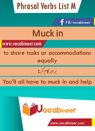 Muck In Phrasal Verb With Hindi And Urdu Meanings And Sentence Download Pdf Verbs List Verb English Writing