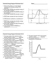 The potential energy of the product. 13 Potential Energy Diagram Worksheet Answer Key Free Wiring Diagram Source