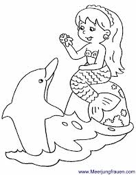 Ausmalbild Meerjungfrau Kind Spielt Mit Delfin Malvorlage
