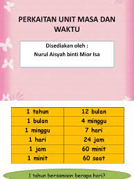 Pada jangka waktu satu tahun, terdapat 12 bulan. Perkaitan Unit Masa Dan Waktu