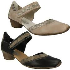 Ladies Rieker Leather Casual Mary Jane Smart Heeled Court Shoes 49780 Size Ebay