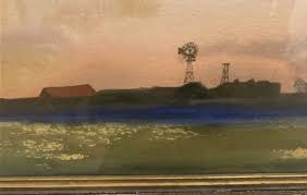 Windmill Hand Watercolor Painting by Walt Johnston