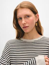 Superfine Cashmere Striped Sweatshirt