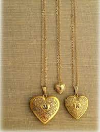 Personalized Gold Heart Locket Necklace Brass Initial Locket Etsy Heart Locket Necklace Gold Heart Locket Gold Locket Necklace