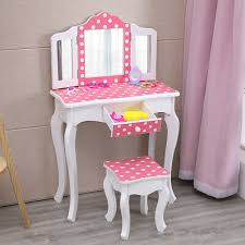 Dressing table price in malaysia may 2021. Vanity Set For Girl Kids Gift Vanity Play Dressing Table Dresser Foldable Mirror Yellow Dots Home Kitchen Kids Furniture Vit Edu Au