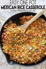 One Pot Mexican Rice Casserole The Salty Marshmallow Recipe In 2020 Beef Recipes Easy Recipes Mexican Rice Casserole