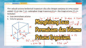 Check spelling or type a new query. Menghitung Luas Permukaan Dan Volume Prisma Trapesium Matematika Smp Youtube