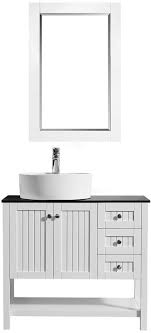 You can put the countertop sink on the left, right or in the middle. Best Deal Modena 36 Bathroom Vanity In White With Glass Countertop With White Vessel Sink With Mirror 756036 Wh Bg