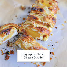 Brush log with butter and sprinkle with cinnamon sugar mixture. Easy Apple Cream Cheese Strudel Easy Pastry Recipe