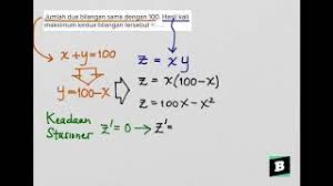 Selisih dua bilangan adalah 7 dan jumlah keduanya adalah 31. Jumlah Dua Bilangan Sama Dengan 100 Hasil Kali Maksimum Kedua Bilangan Tersebut Youtube