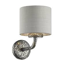 Somil sconce wall lamp with wooden fittings and glass shade. David Hunt Lighting Slo0799 Si Sloane Single Light Wall Lamp In Pewter Finish With Silver Grey Silk Shade Castlegate Lights