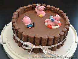 Sweet Dreams And Sweet Living Swimming Pigs Twix Cake Twix Cake Piggy Cake Pig Birthday Cakes