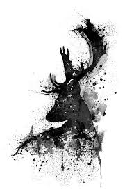Black And White Painting Black And White Deer Head Watercolor Silhouette By Marian Voicu Black And White Art Drawing Silhouette Art Silhouette Painting