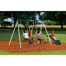Toys Kids Outdoor Playground Metal Swing Sets Backyard Playset
