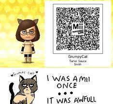 Grumpy Cat Tomodachi Life Mii Qr Code Coding Life Life Code