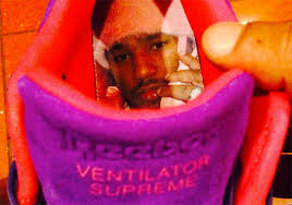 This collaboration features a purple suede upper that includes an iridescent heel wrap that sits atop a white midsole. Camron Reebok Ventilator Purple Haze Sneaker Bar Detroit