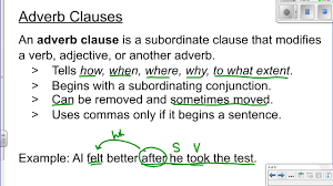 An adverbial clause is the subordinate, beta or dependent clause that performs the function of an adverb in a sentence. Adverb Clause Video Youtube