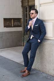 Black And Navy Blue Outfits 58 Tumblr Blue Suit Brown Shoes Brown Leather Chelsea Boots Pink Dress Shirt
