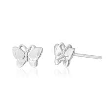 Natural emerald and white topaz halo stud earrings in sterling silver. Sterling Silver Butterfly Stud Earrings 60258993 Online Jewellery And Watches Grahams Jewellers
