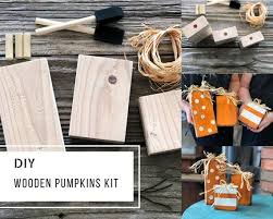 Diy Kit Wooden Pumpkins Set Love Being Crafty But Don T Know What To Buy Or Have He Materials To Make It H Wooden Pumpkin Crafts Wooden Pumpkins Diy Craft Kits