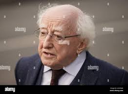 Irish President Michael D. Higgins leaves the funeral mass for James  O'Flaherty at St Mary's Church, Derrybeg. James died following an explosion  at Applegreen service station in the village of Creeslough in