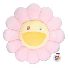 The designs are heavily influenced by his 'superflat' artistic style, featuring brightly coloured flower motifs with anime. Takashi Murakami Flower Cushion 30 Cm Light Pink 2020 Artsy