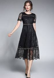 Black A Line Dress With Sleeves Now Available Short Sleeve Holl Shop Now Http Nbrandfashion Com Products Short Sleeve Hollow Lace A Lin Zulily Dresses Model Dress Empire Waist Dress