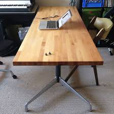 Ikea Butcher Block On Eames Herman Miller Table Base Ikea Butcher Block Herman Miller Table Ikea