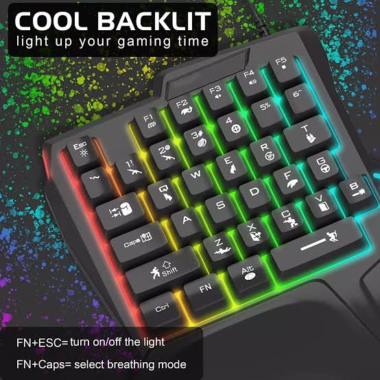 JEDEL K601 One-Handed Gaming Keyboard – 35 Keys, RGB Backlit, Ergonomic  Wrist Rest | HardwareMarket