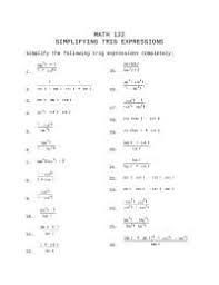 Let me take a look. Expression Simplification Practice Worksheet Precalculus Ii Math 122 Docsity