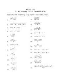 Some of the worksheets for this concept are graphing rational functions, work 1 precalculus review functions and inverse, precalculus, academic pre calculus chapter 4, function operations, writing equations of rational functions, name date period practice, grade 11 pre calculus. Expression Simplification Practice Worksheet Precalculus Ii Math 122 Docsity